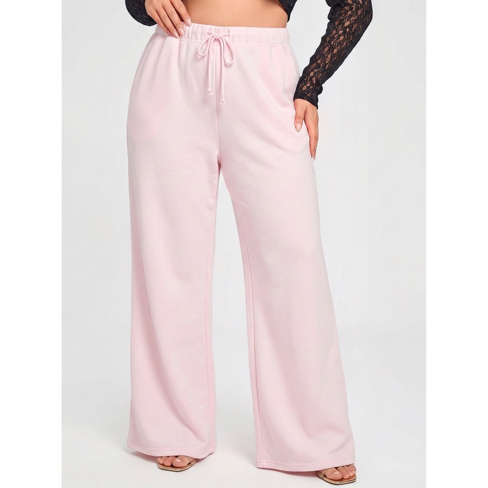 Madden Girl Pink Wide Leg Sweatpants XL Floral Side Stripe High Rise NWT Y2K